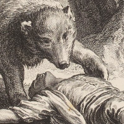 L’ours et les deux compagnons (La Fontaine, Desaint & Saillant 1755) - Oudry