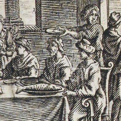 Le Rieur et les Poissons (Fables de La Fontaine, 1678, 3eP) - Chauveau