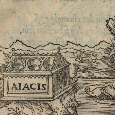 A la fin Justice est faite / Tombeau d’Ajax (Alciat, Emblematum Libellus, 1542)