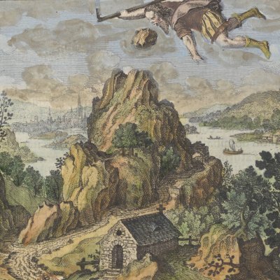 La pierre dévorée par Saturne (Michel Maier, Atalanta Fugiens, 1618)