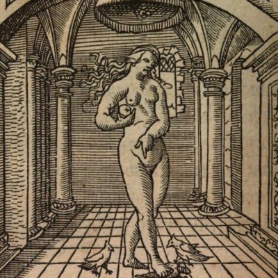 Vanter réputation, non beauté de femme (Alciat, Emblematum Libellus, 1542, n°100)