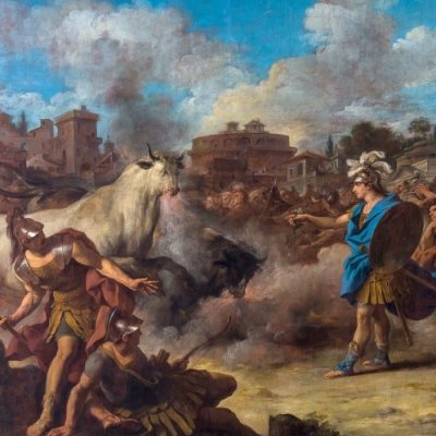 Jason domptant les taureaux (carton du Puy) - Jean-François de Troy