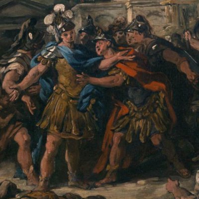 Combat des soldats nés des dents du dragon (esquisse du Petit Palais) - J.-F. de Troy