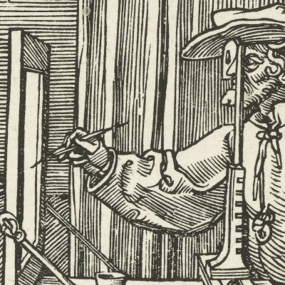 Artiste dessinant un homme assis (Instructions...) - Dürer