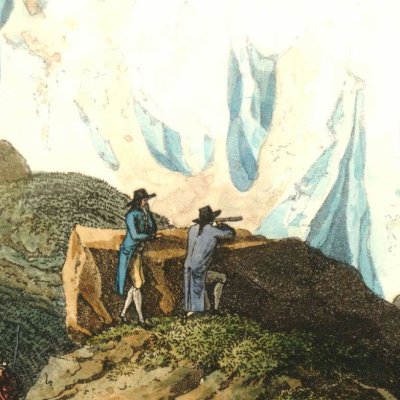 Vue prise de la Voute nommée le Chapeau, du Glacier des Bois, et des Aiguilles des Charmoz - Linck