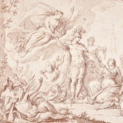 La publication de la Paix en 1749 (dessin préparatoire) - Dumont le Romain