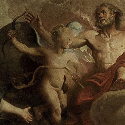 Jupiter confie l’éducation de Cupidon à Vénus et à Mercure - Silvestre