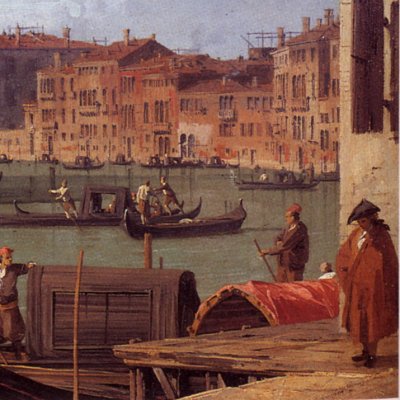 Vue nord du Grand Canal depuis le Rialto (version sur cuivre) - Canaletto
