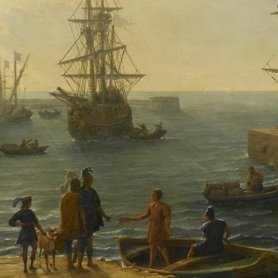 Port de mer avec l’embarquement d’Ulysse quittant les Phéaciens - Le Lorrain