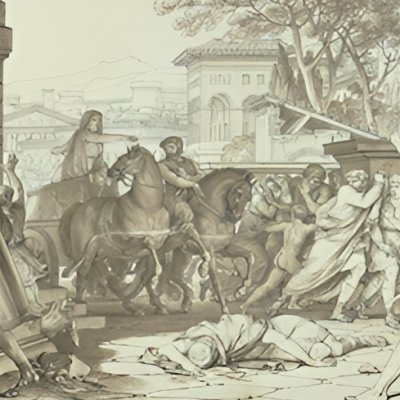 Tullie fait passer son char sur le corps de son père (Louvre) - Moreau le jeune