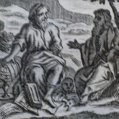 Démocrite et les Abdéritains (Fables de La Fontaine, 1678, 3eP) - at. Chauveau