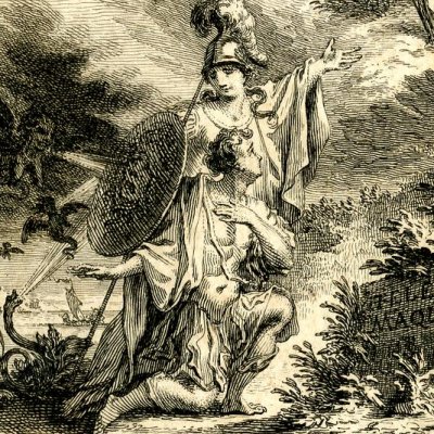 Mentor indique à Télémaque le chemin de la vertu  (Télémaque, 1755, frontispice) - Fokke 