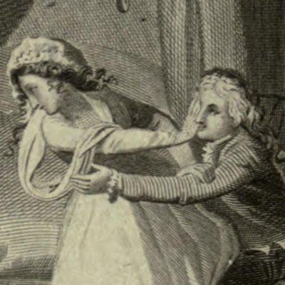 Clarisse repousse Lovelace (Clarissa, Novelist’s Mag. 1784 fig.15) - Stothard
