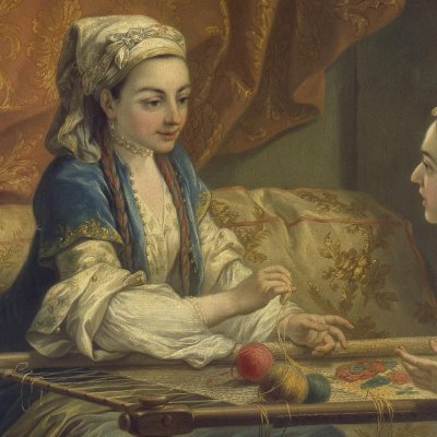 Deux sultanes faisant de la broderie - Vanloo