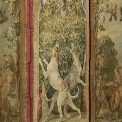 Paravent de cinq feuilles avec animaux (Manufacture de la Savonnerie) - d’après Desportes