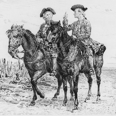 Jacques et son maître chevauchant (Jacques le Fataliste, 1884) - Maurice Leloir