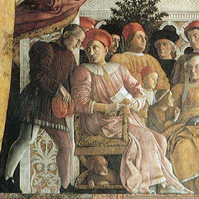 La cour des Gonzague (Mantoue, Palais ducal, Chambre des Époux) - Mantegna