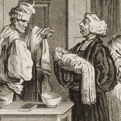 La naissance de Tristram (Tristram Shandy, 1761, front. vol. 3) - Hogarth