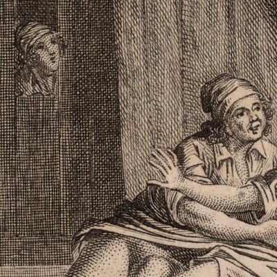 The ear scene (Jacques le Fataliste, Le Prieur, 1797, frontispiece T. 1)