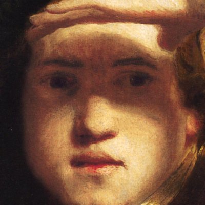 Autoportrait la main en visière - Reynolds