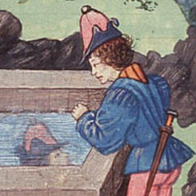 Narcisse à la fontaine (Epître d’Othéa, La Haye KB 74G27, f19)