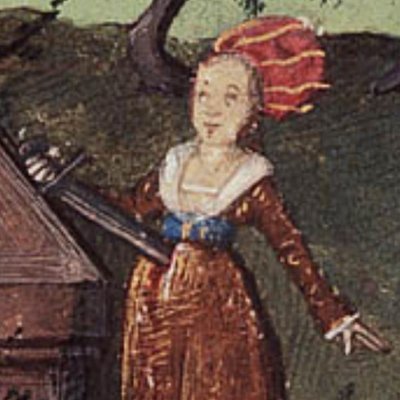 Thisbé se suicide en trouvant Pyrame mort (Epître d’Othéa, La Haye KB 74G27, f37v)