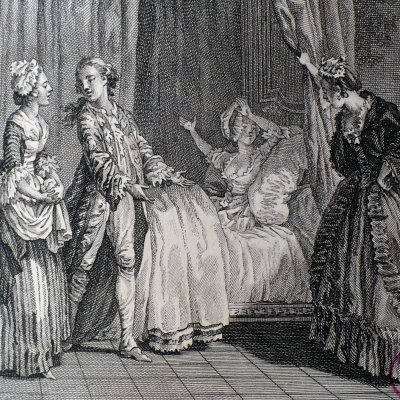 Lady Davers surprend Paméla dans le lit de Mr B (T18, Paméla, 1823) - Marillier