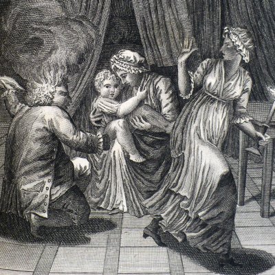 Suzanne enflamme la perruque du docteur (T. Shandy, 1803, III, 130) - Misbach