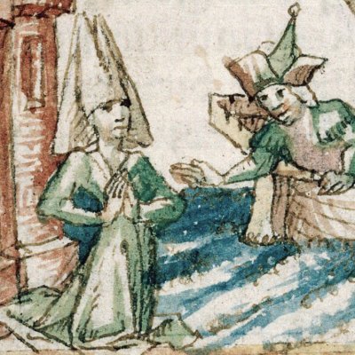 Céyx prenant congé d’Alcyone (Épître d’Othéa, Lille ms 175, f78)