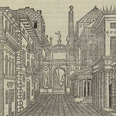 Della Scena Tragica (Serlio, Il secundo libro d'architettura, Venise, 1551)