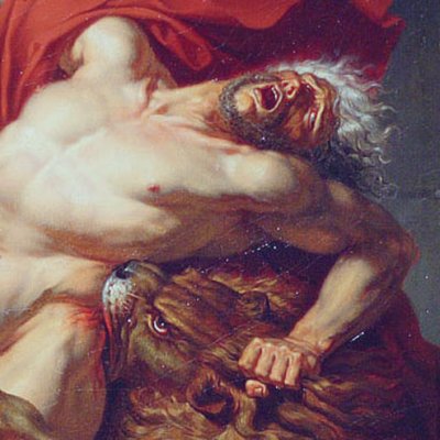 Milon de Crotone, essayant sa force, est dévoré par un lion - Meynier