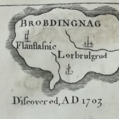 Carte du voyage à Bobdingnag (Gulliver’s Travels, II, 1726) - Hermann Moll
