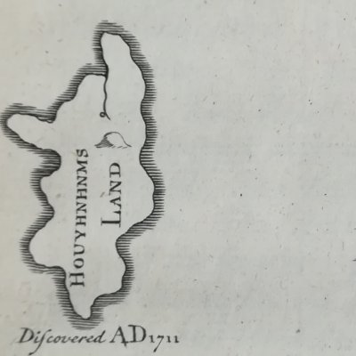 Carte du voyage chez les Houyhnhnms (Gulliver’s Travels, IV, 1726) - H. Moll