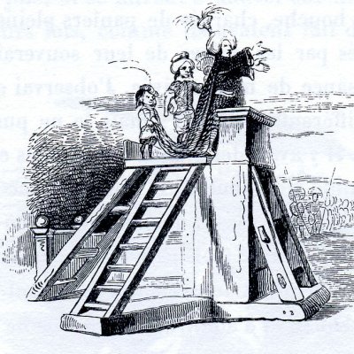 Un Lilliputien harangue Gulliver (Gulliver, Garnier 1873) - Granville