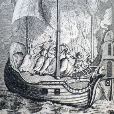 Combat contre les envoyées de la Reine de Balibari (Le Nveau Gulliver, II, 1795)
