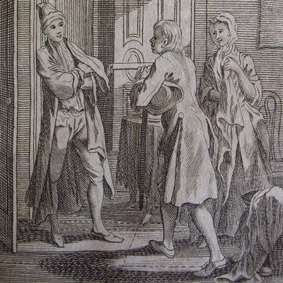Maître Andrews s’enquiert de Paméla auprès de Mr. B (Pamela, Leipzig 1750, fig3) - Brühl