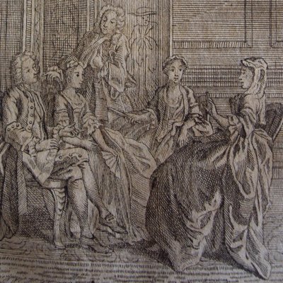 Pamela prend le thé avec ses amies (Pamela, Leipzig 1750, fig18) - Brühl
