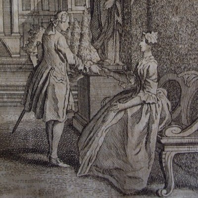 Pamela récupère une lettre de sa nièce  (Pamela, Leipzig 1750, fig21) - Brühl