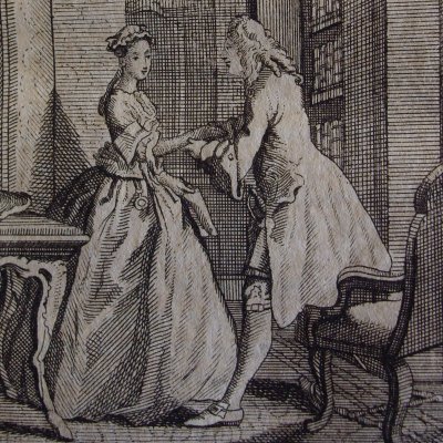 Pamela dans le cabinet de Mr B (Pamela, Leipzig 1750, fig22) - Brühl