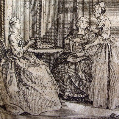 Politeness of Mr Adams with Polly Barlow (Pamela, Leipzig 1750, fig27) - Brühl