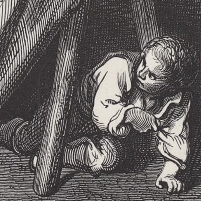 Le petit poucet épiant ses parents (Contes de Perrault, Hetzel, 1867) - Doré