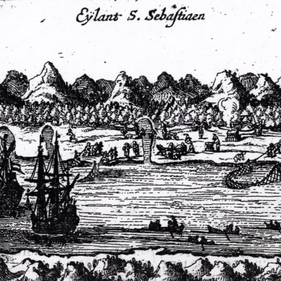 St-Sébastien (Van Noort, Wonderlijcke Voyagie..., p7, in Oost en Westindische Voyagien..., 1650)