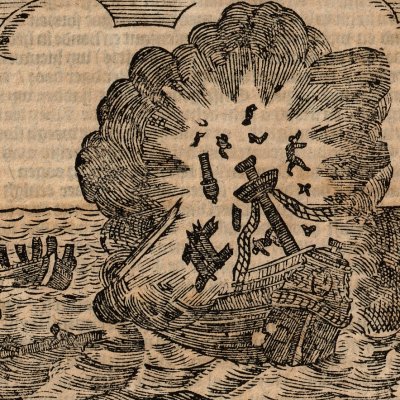 Explosion du vaisseau de Heyn Rol (Voyage de Bontekoe, 1716)
