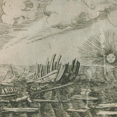 Le navire de Heyn Rol après l’explosion (Voyage de Bontekoe, 1647)