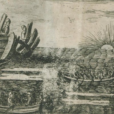 Retour sur l’épave au coucher du soleil (Voyage de Bontekoe, 1647)