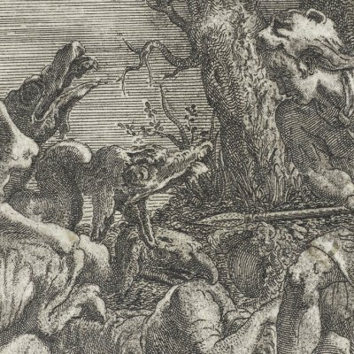 Cadmos tuant le dragon qui gardait la source de Mars - Davent d’après Primatice