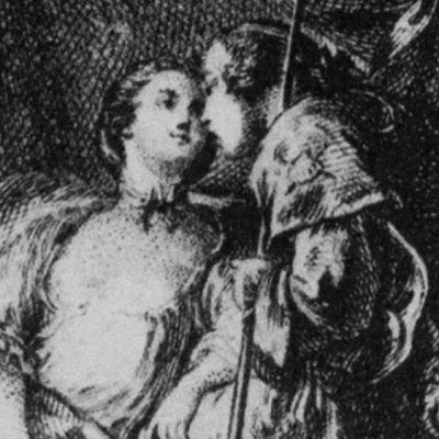 Argie & le pèlerin (Le petit chien, 1ère v. La Fontaine, Contes, 1762) - Eisen