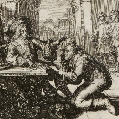 Le paysan qui avoit offensé son seigneur (La Fontaine, Contes, Amst. 1685) - De Hooghe 