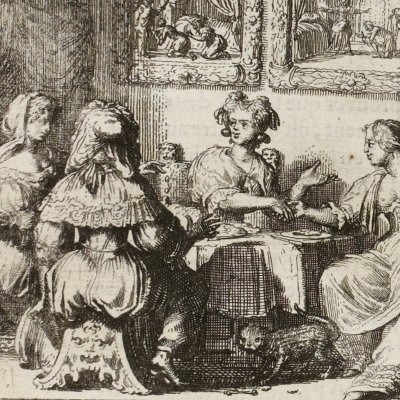 La gageure des trois commères (La Fontaine, Contes, Amst. 1685) - De Hooghe