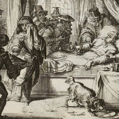 Le glouton (La Fontaine, Contes, Amst. 1685) - De Hooghe